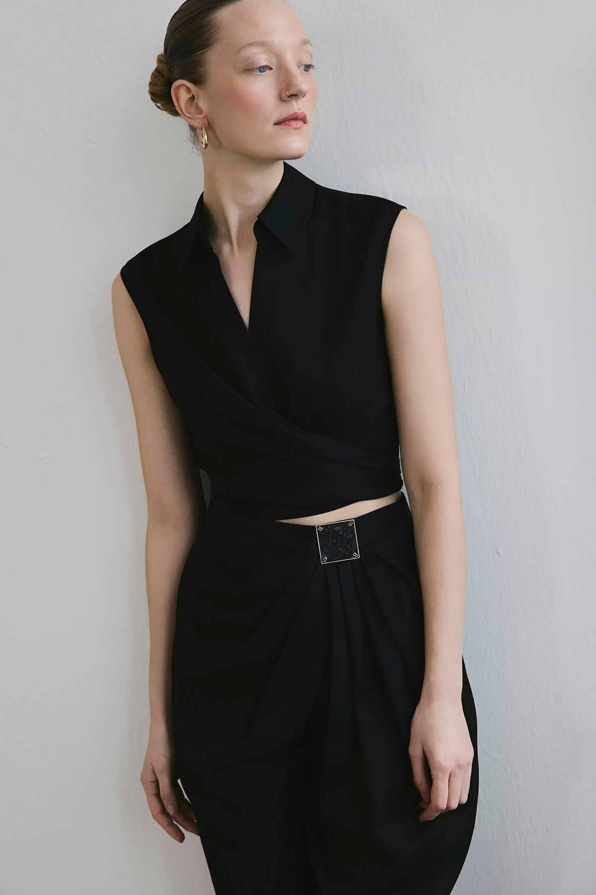 Tie Front Linen Blend Vest
