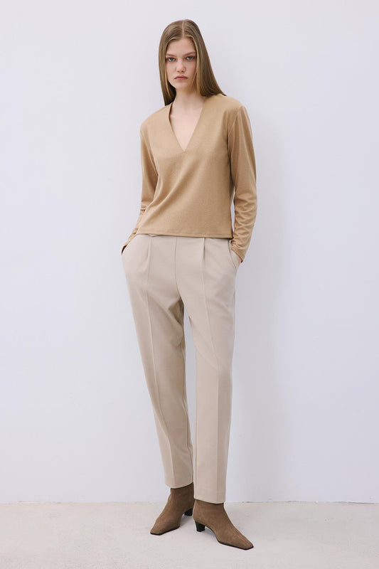 V-Neck Basic Knit Blouse
