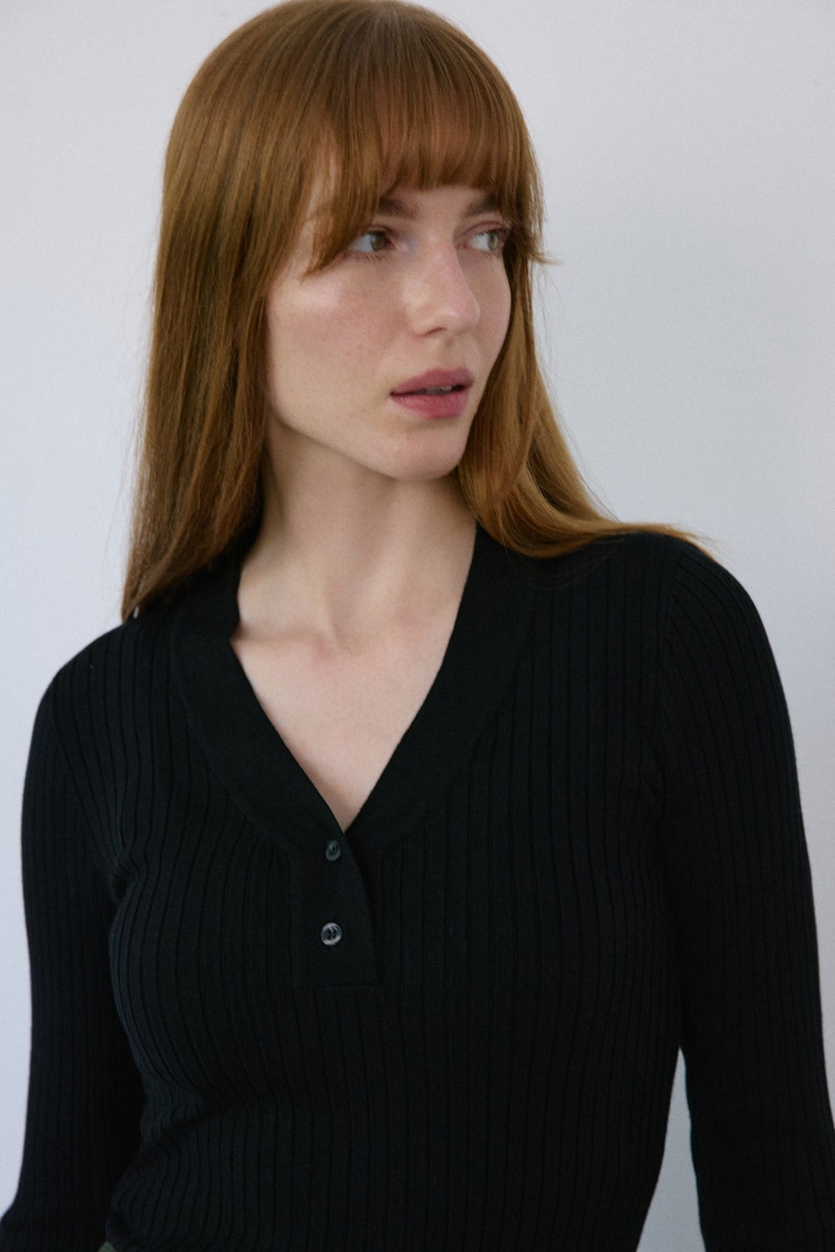 V Neck Ribbed Knit Sweater