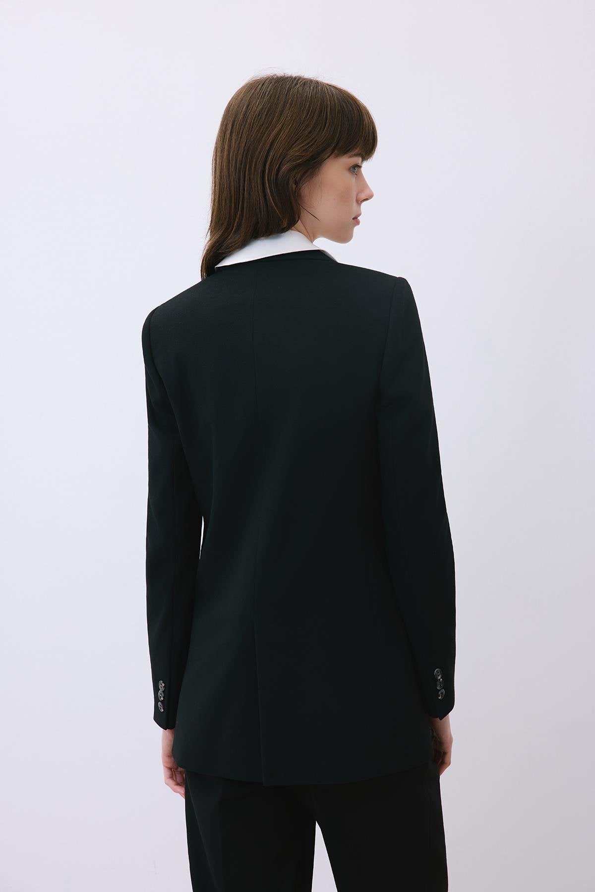 Gray Wool-Blend Double-Breasted Jacket