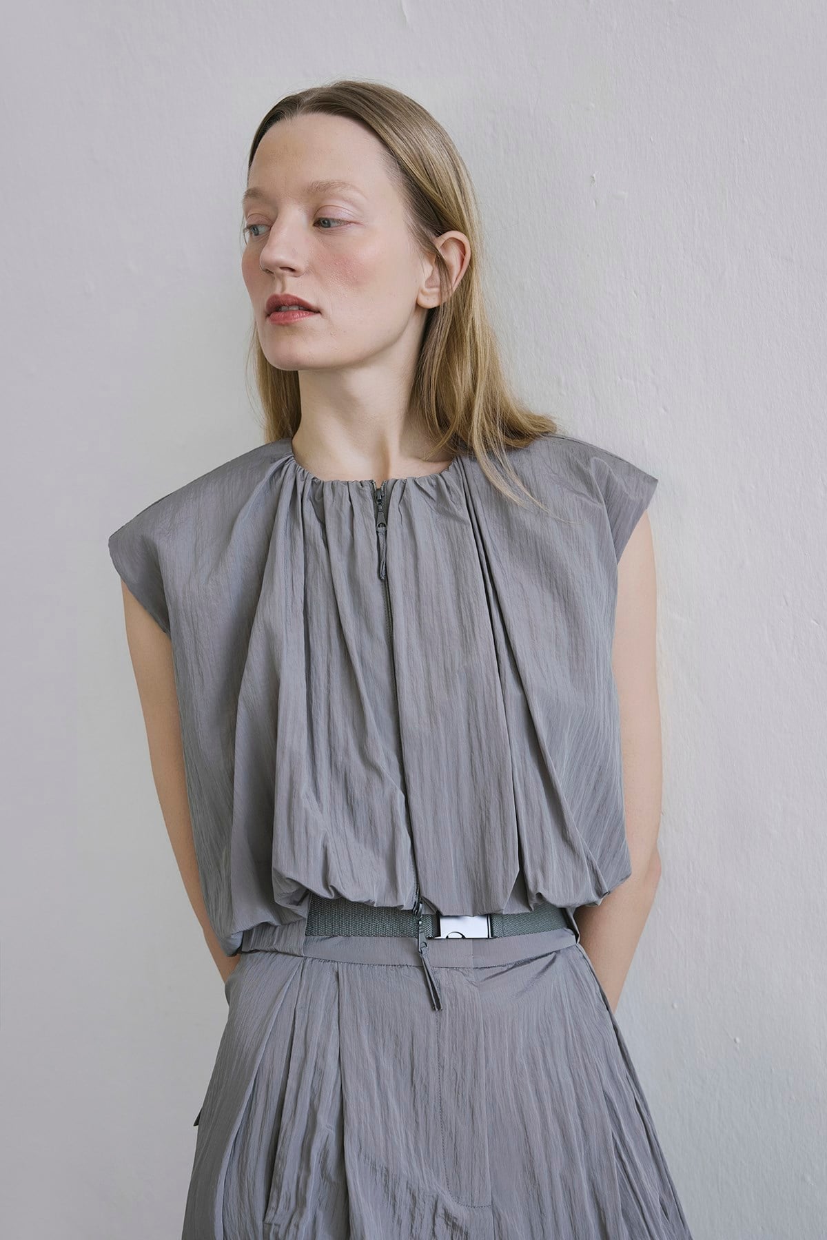 Zippered Drop Shoulder Vest