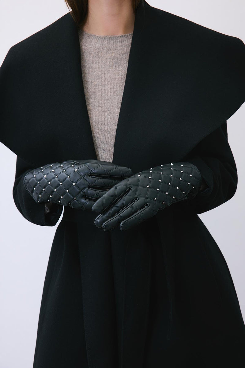 Accessory Detailed  Faux Leather Gloves