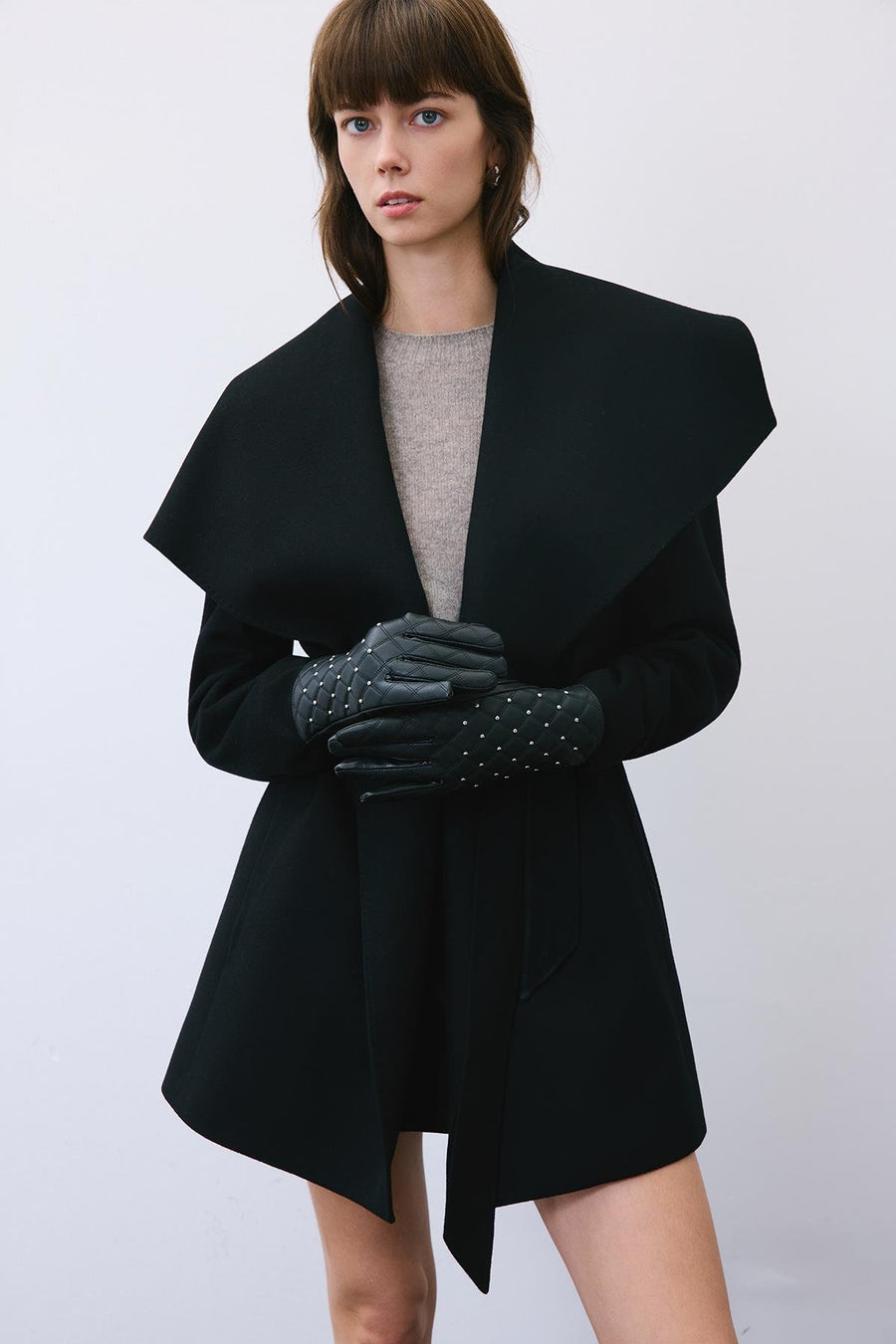 Accessory Detailed  Faux Leather Gloves