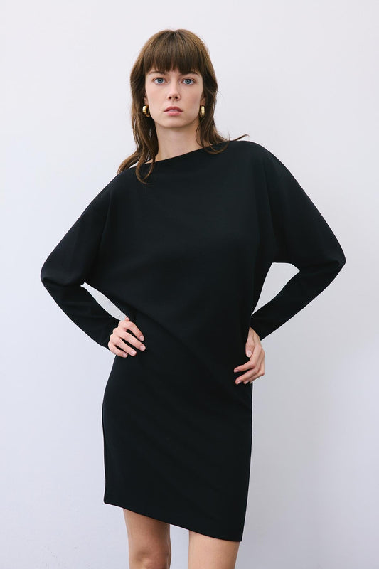 Asymmetric Knit Mini Dress