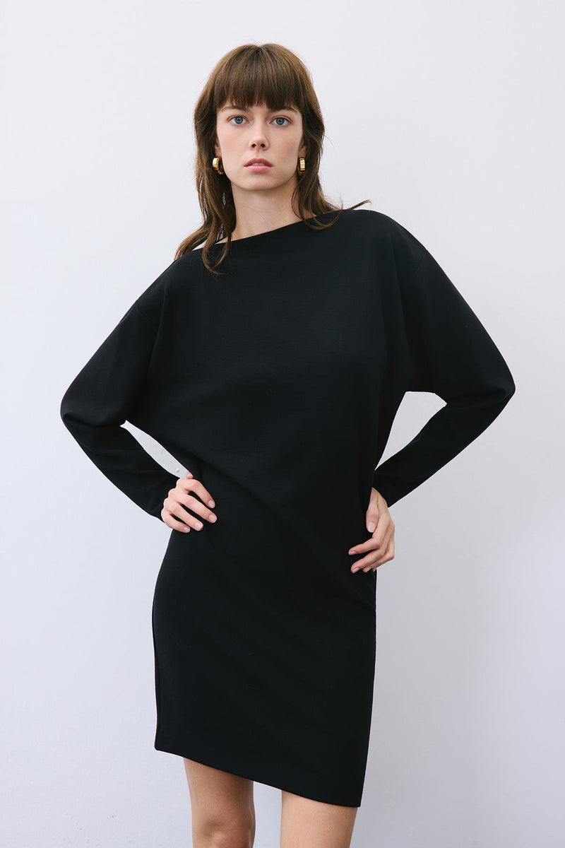 Asymmetric Knit Mini Dress