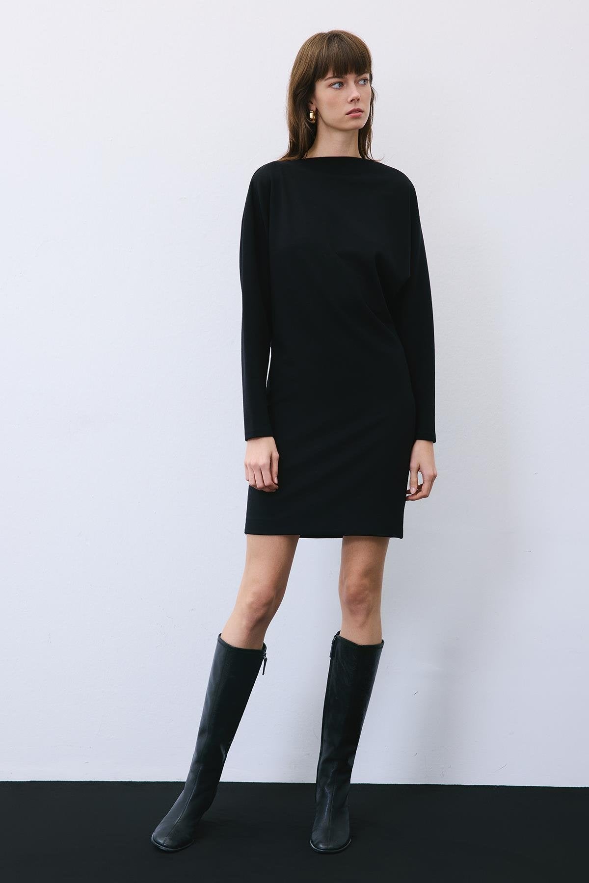 Asymmetric Knit Mini Dress