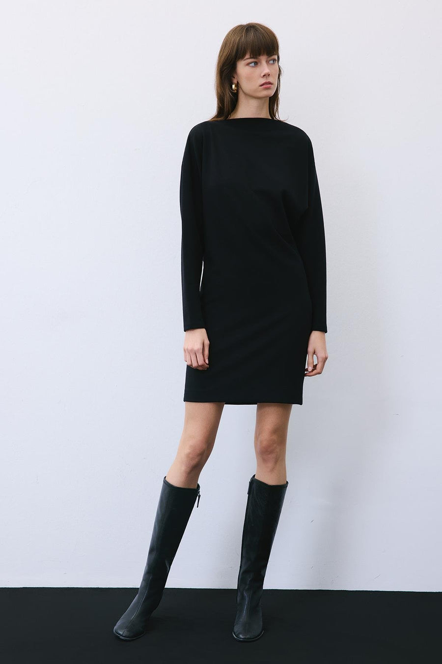 Asymmetric Knit Mini Dress