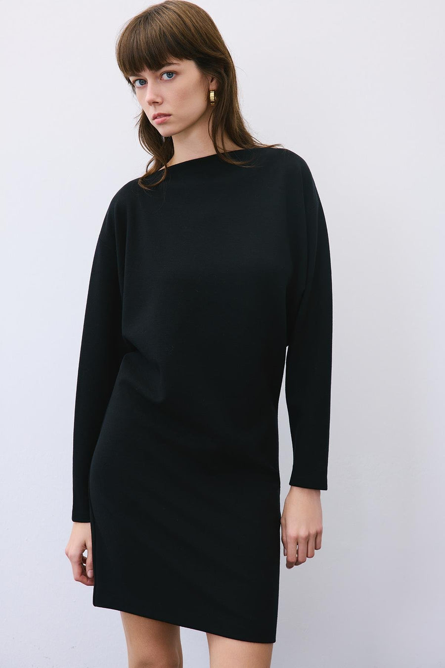 Asymmetric Knit Mini Dress