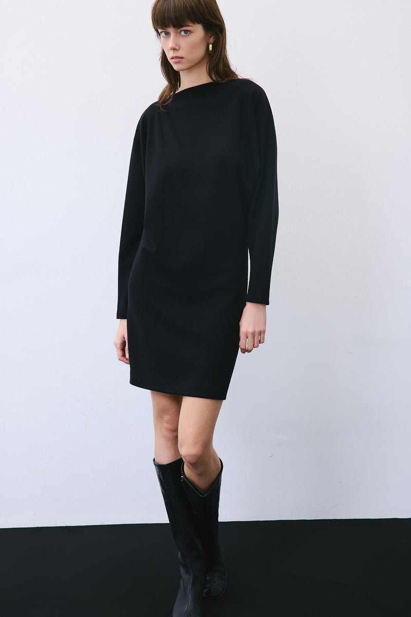 Asymmetric Knit Mini Dress