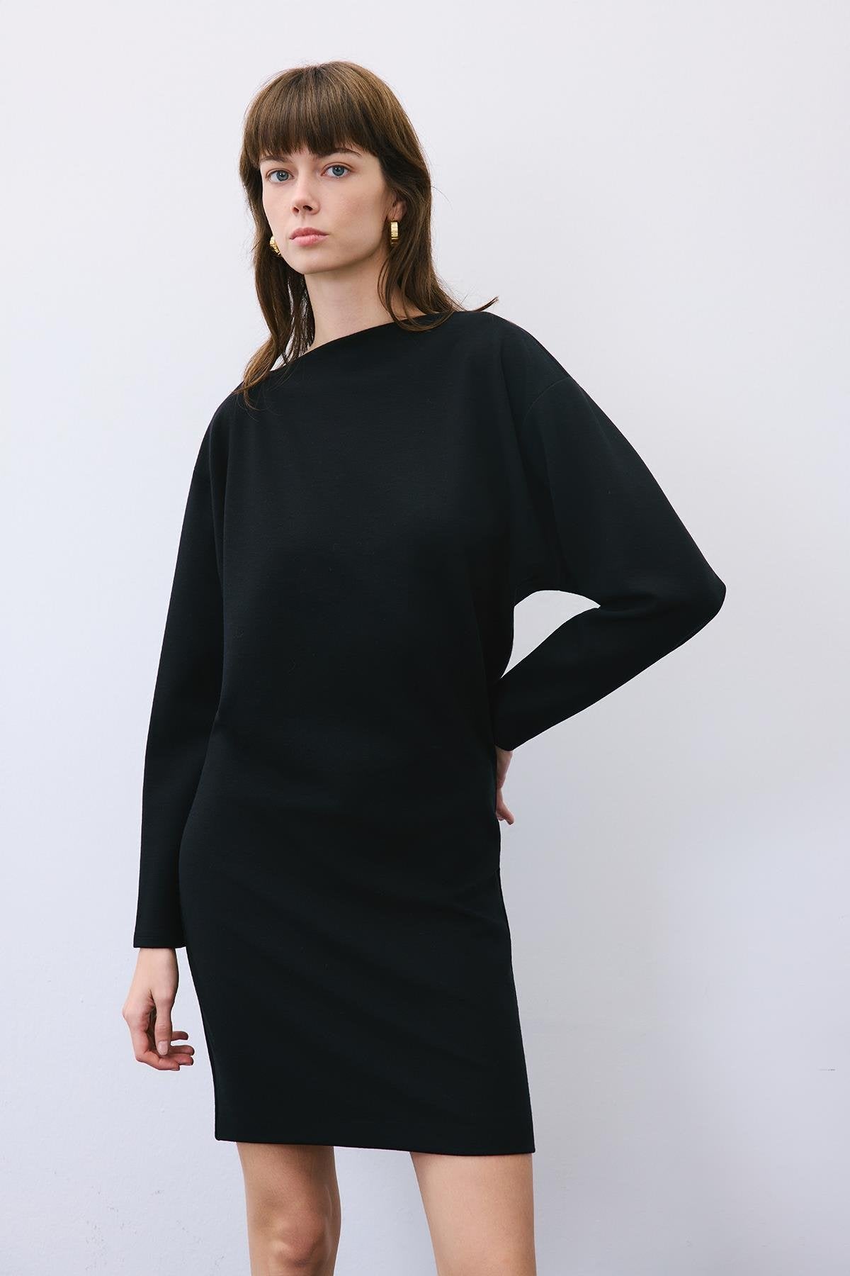 Asymmetric Knit Mini Dress