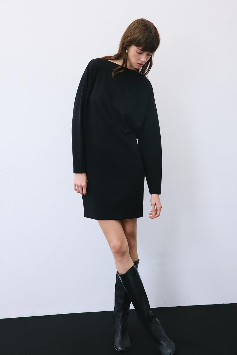 Asymmetric Knit Mini Dress