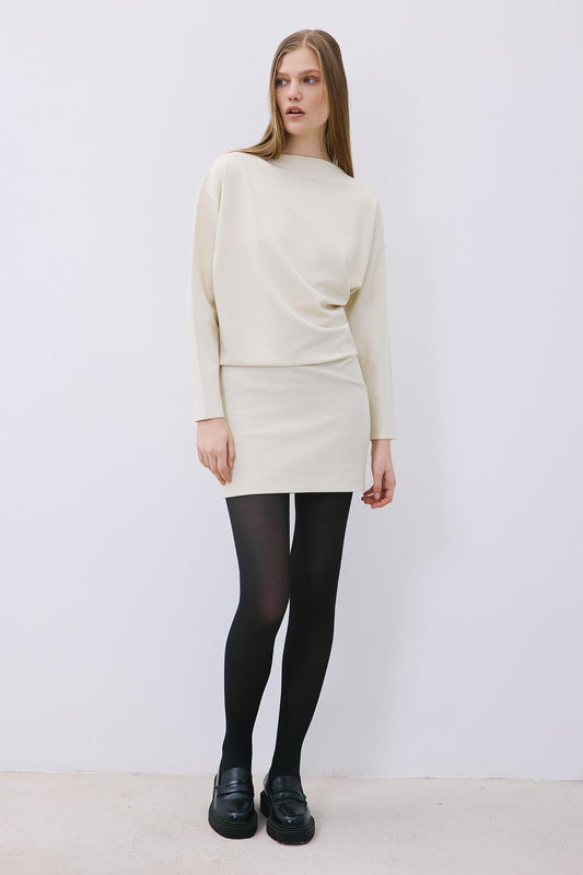 Asymmetric Knit Mini Dress