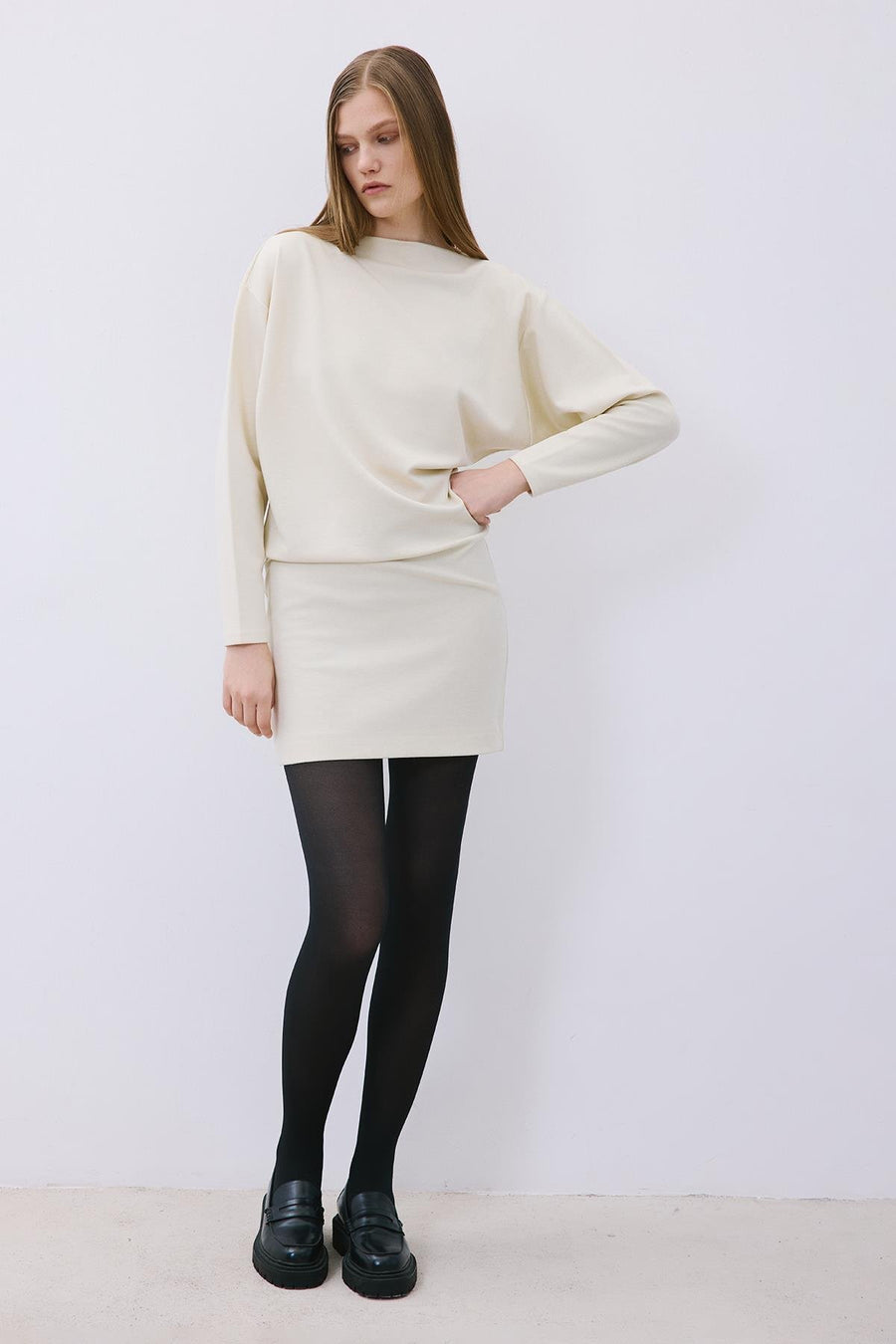 Asymmetric Knit Mini Dress