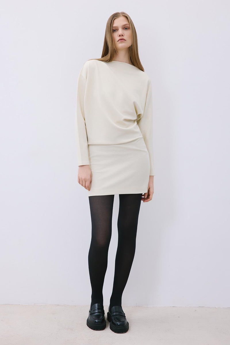 Asymmetric Knit Mini Dress