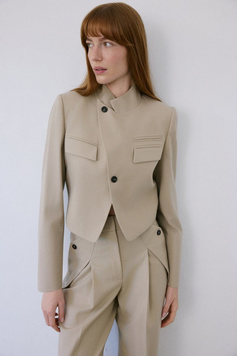 Asymmetric Lined Slim Fit  Blazer