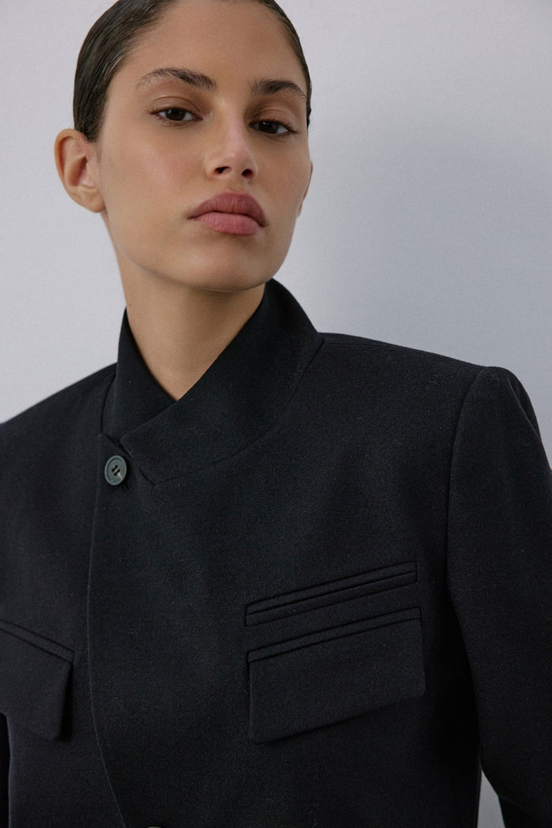 Asymmetric Lined Slim Fit  Blazer