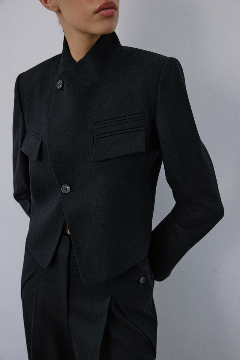 Asymmetric Lined Slim Fit  Blazer