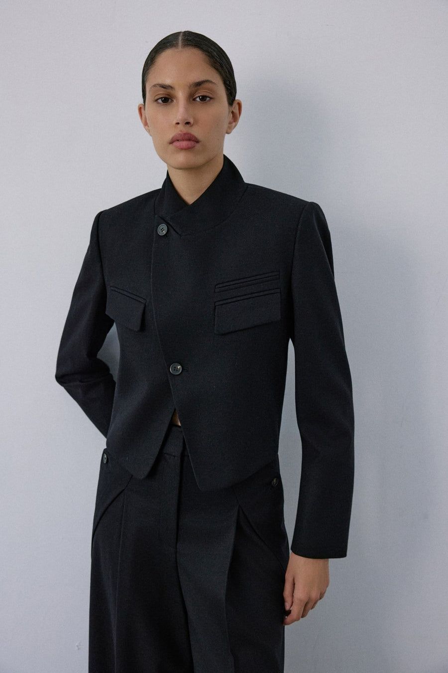 Asymmetric Lined Slim Fit  Blazer