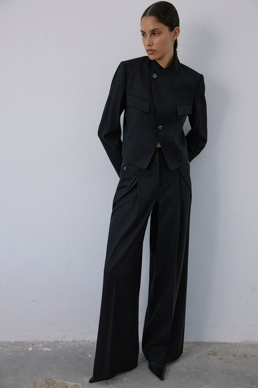 Asymmetric Lined Slim Fit  Blazer