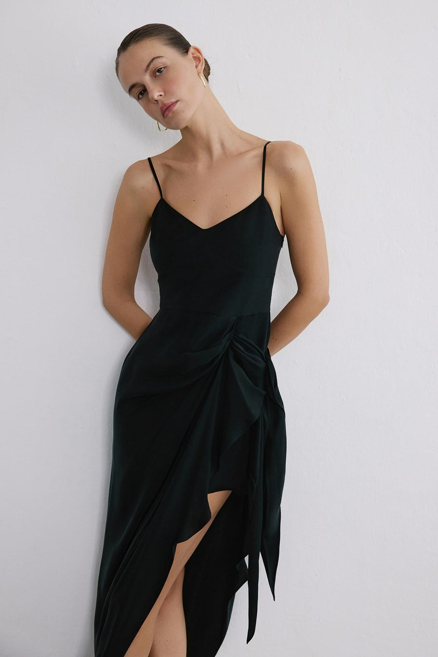 Asymmetric Tie Detail Midi  Dress