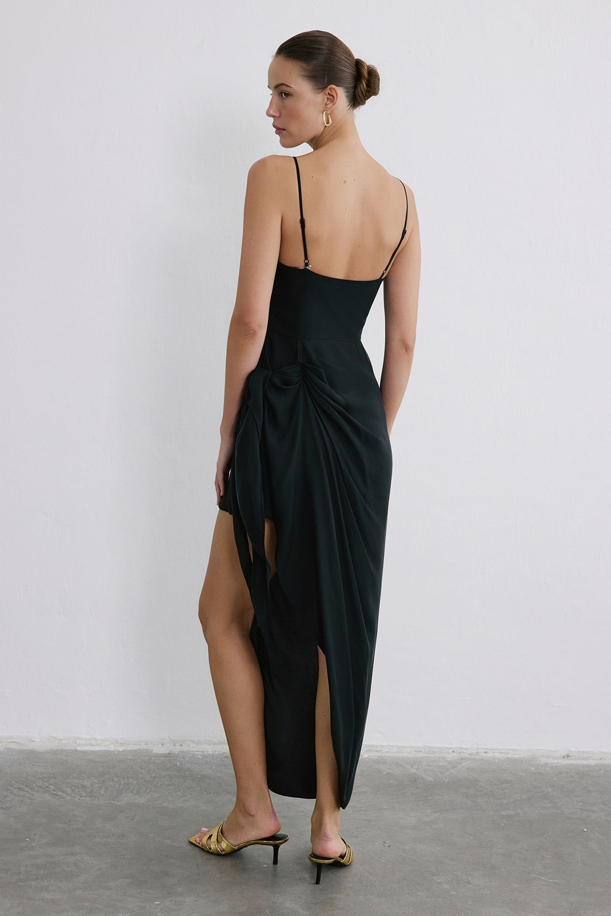 Asymmetric Tie Detail Midi  Dress