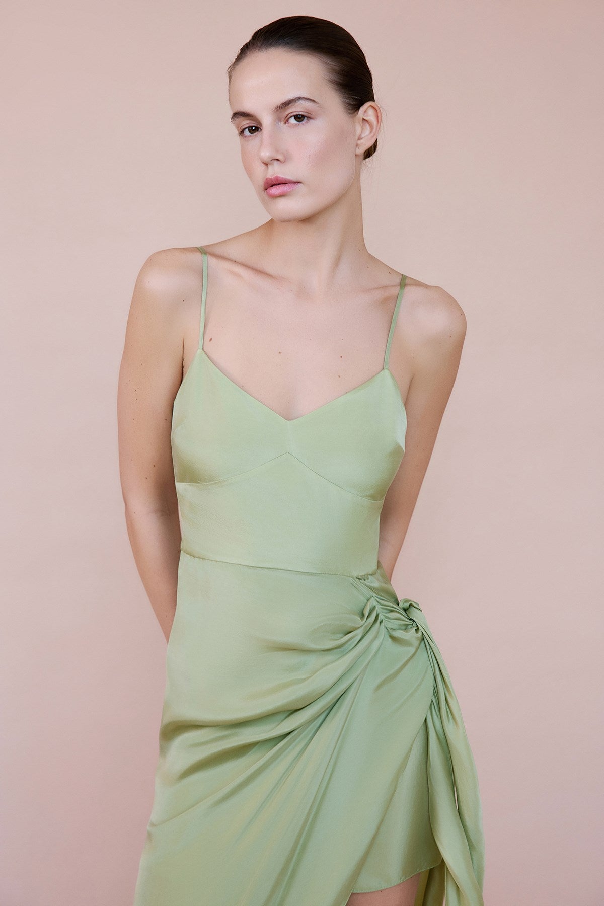 Asymmetric Tie Detail Midi  Dress