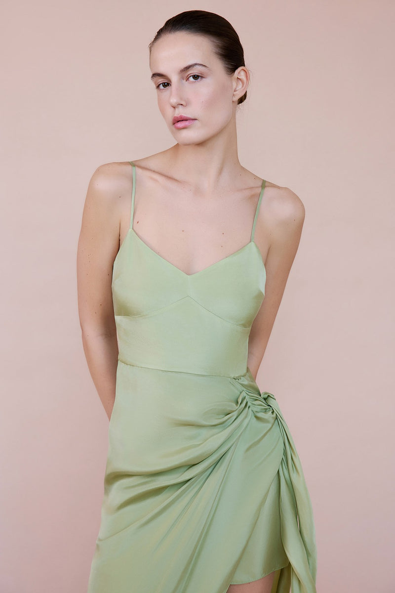 Asymmetric Tie Detail Midi  Dress
