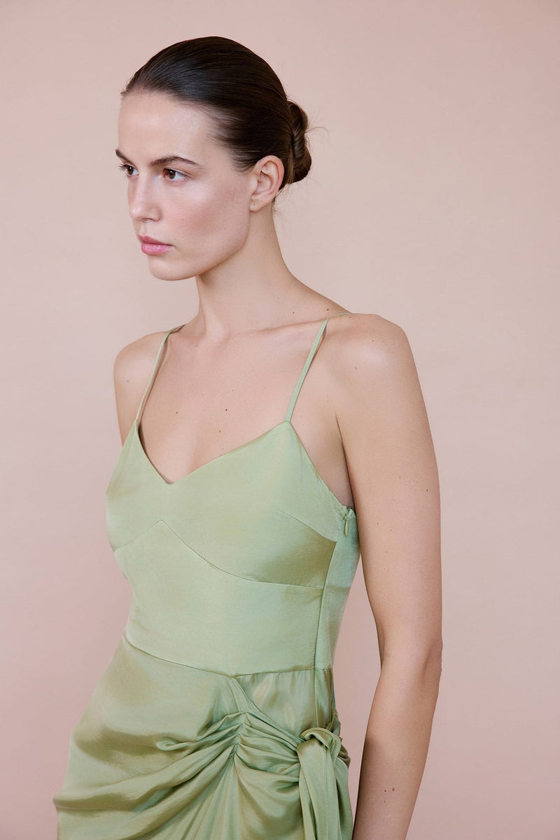 Asymmetric Tie Detail Midi  Dress