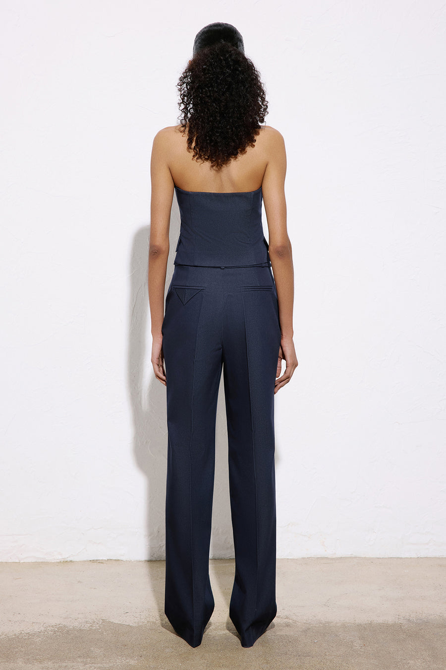 Back Cut-Out Denim Textured Crop  Bustier