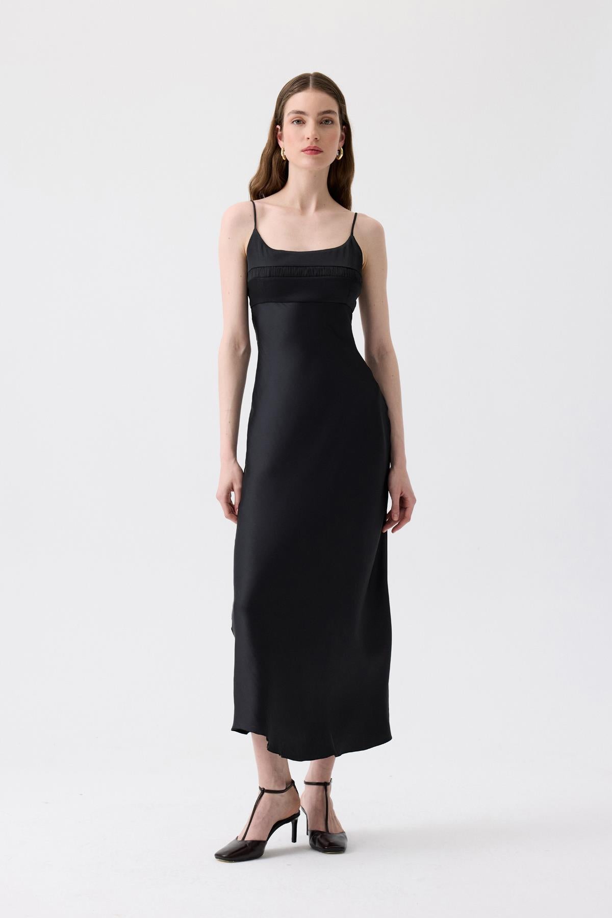Back Strap Detail  Long Dress