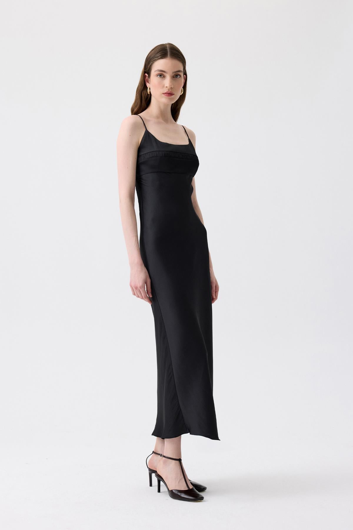Back Strap Detail  Long Dress