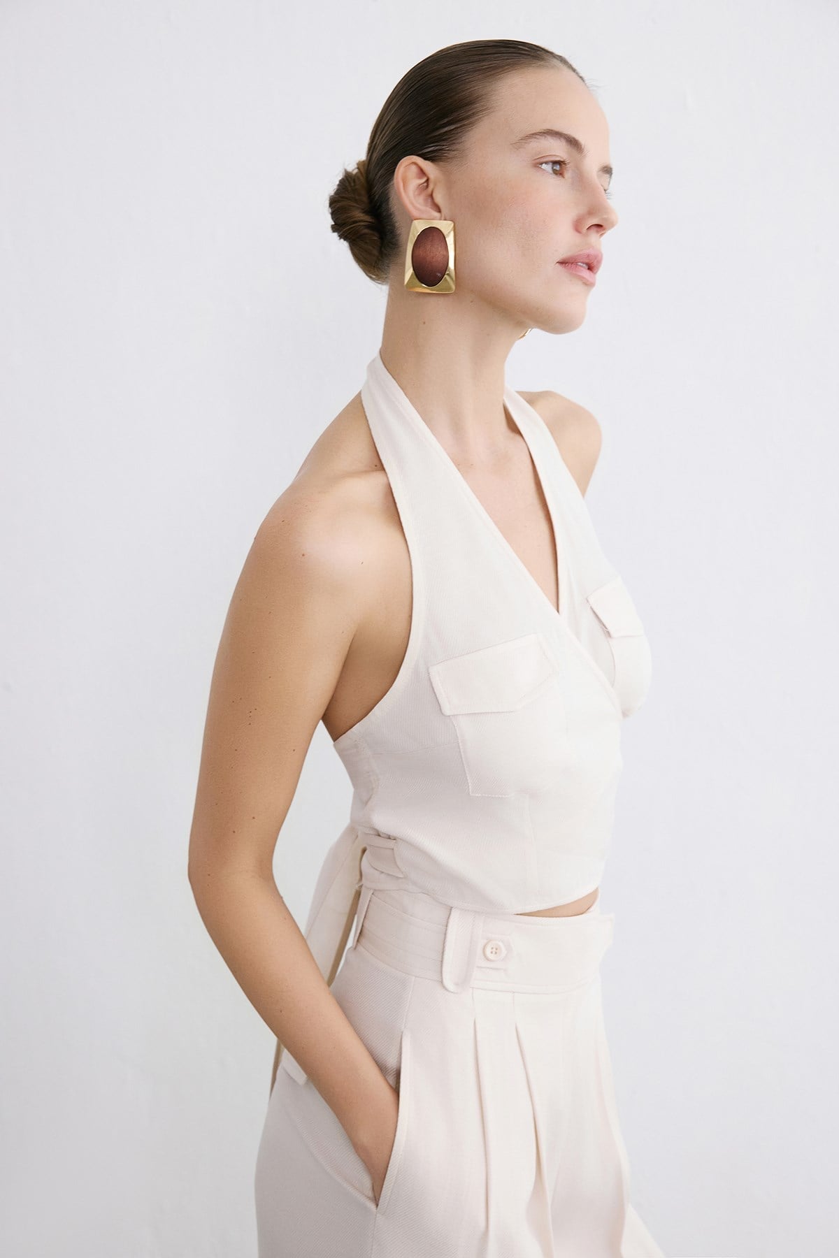 Backless Wrap Crop  Blouse