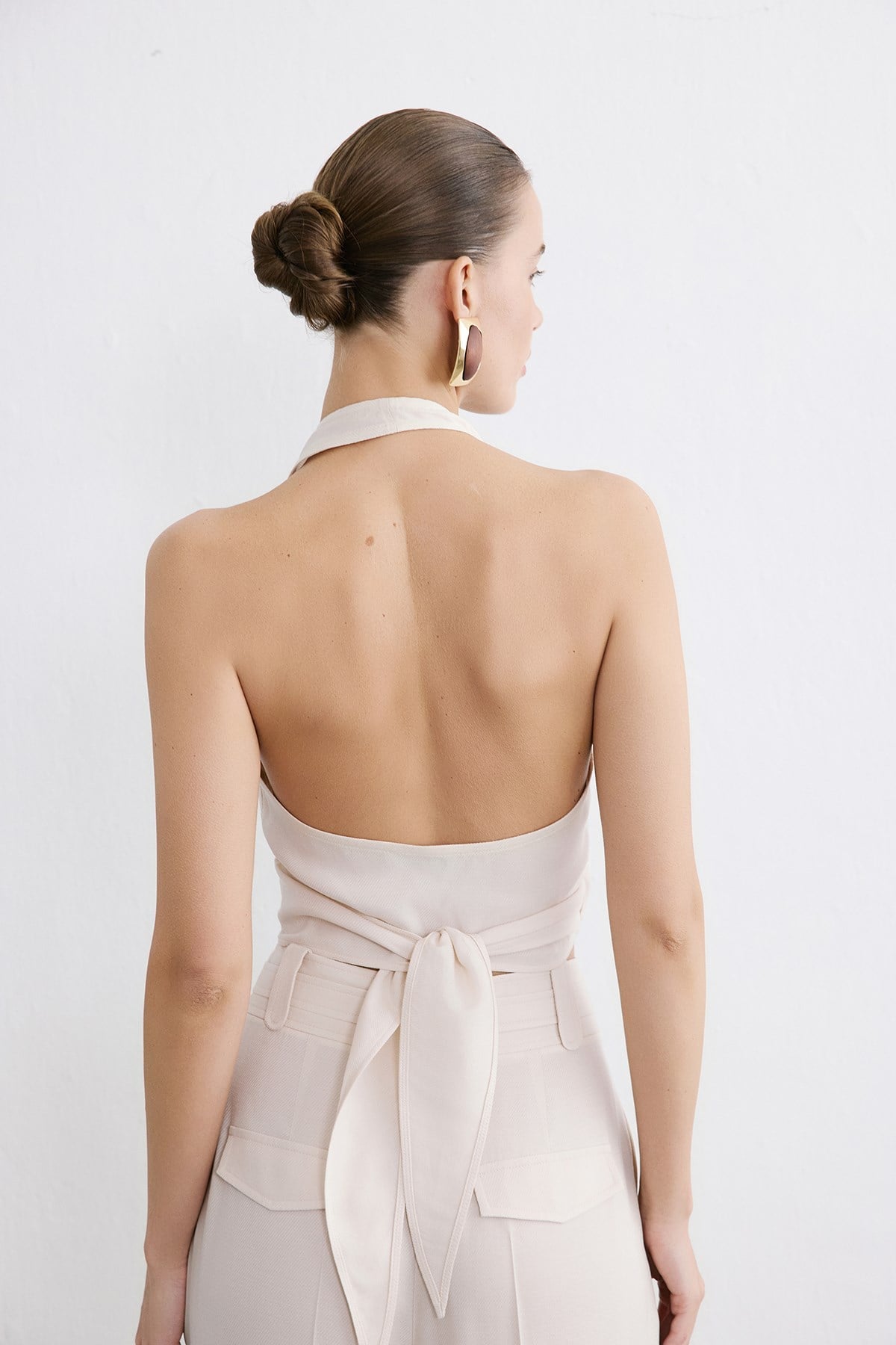 Backless Wrap Crop  Blouse