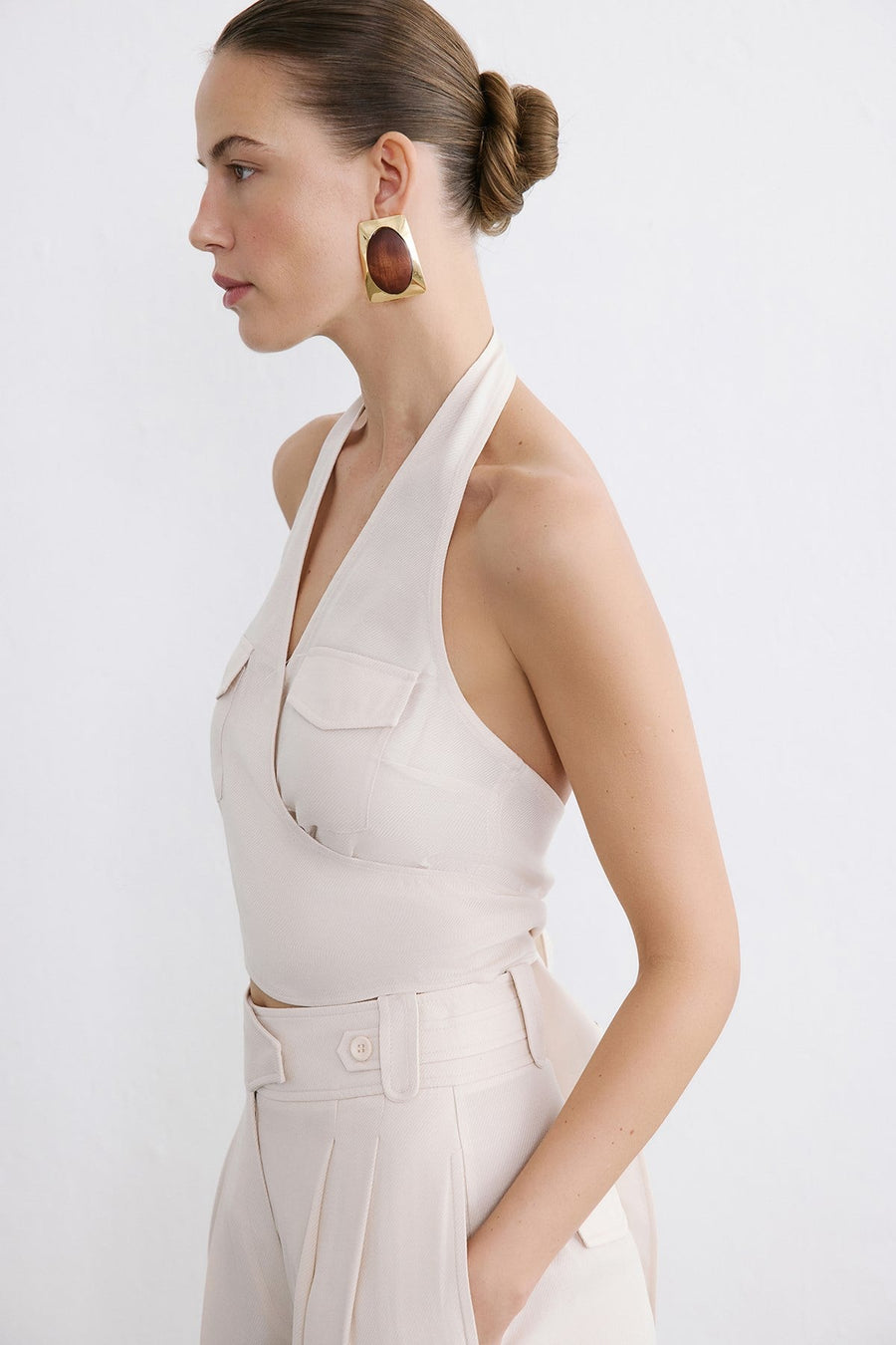 Backless Wrap Crop  Blouse
