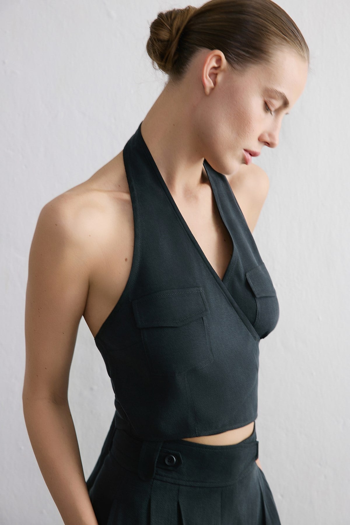Backless Wrap Crop  Blouse