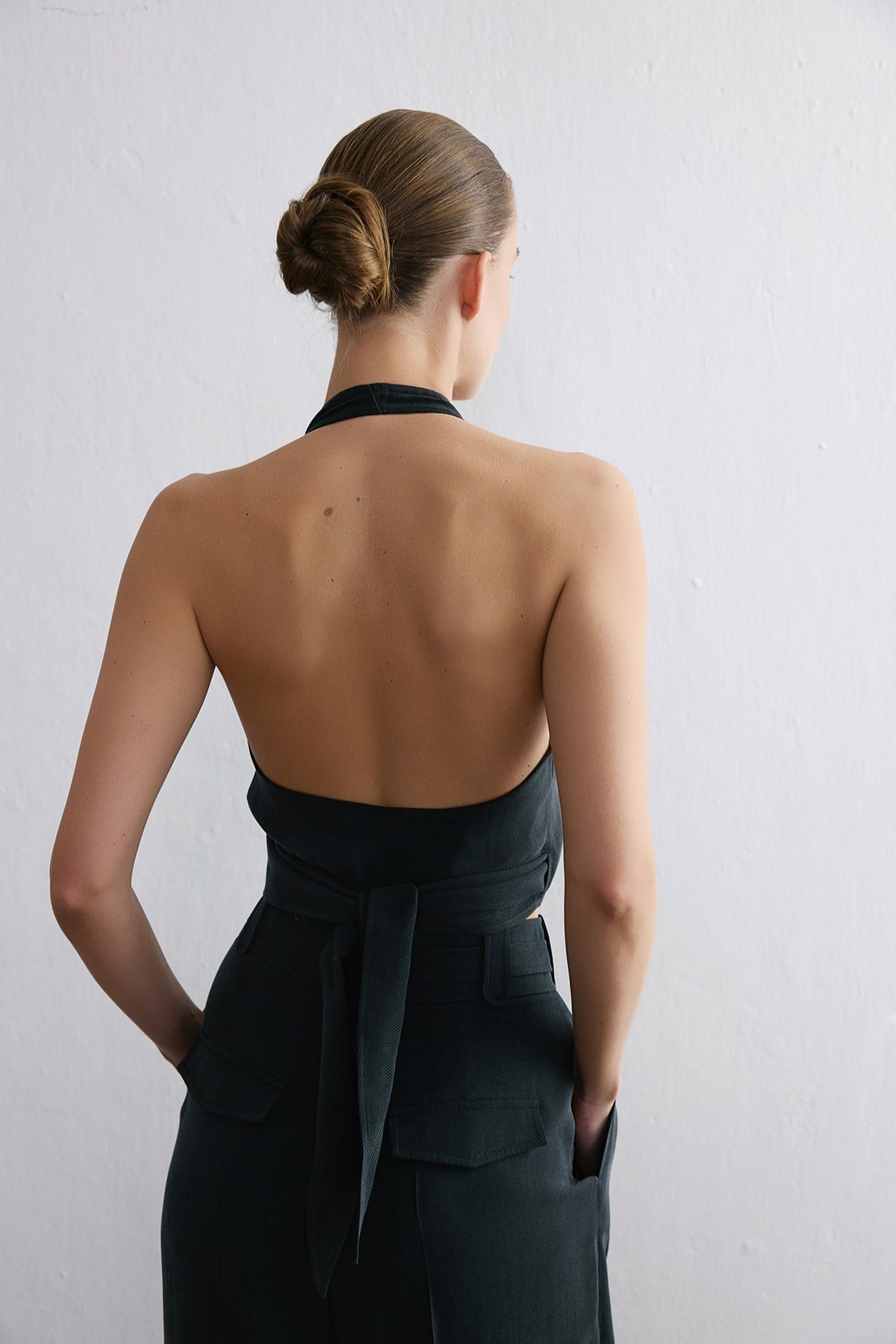 Backless Wrap Crop  Blouse