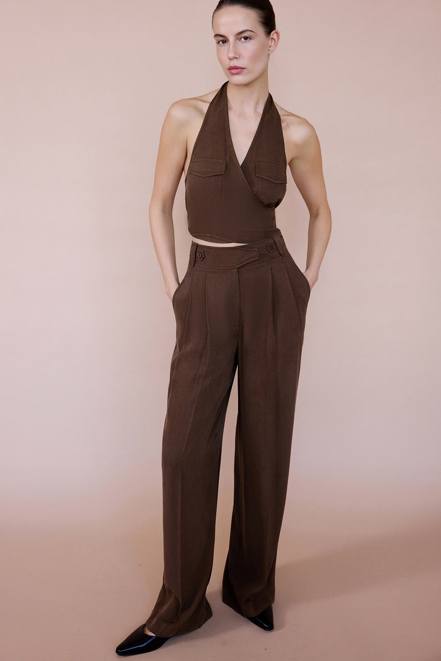 Backless Wrap Crop  Blouse