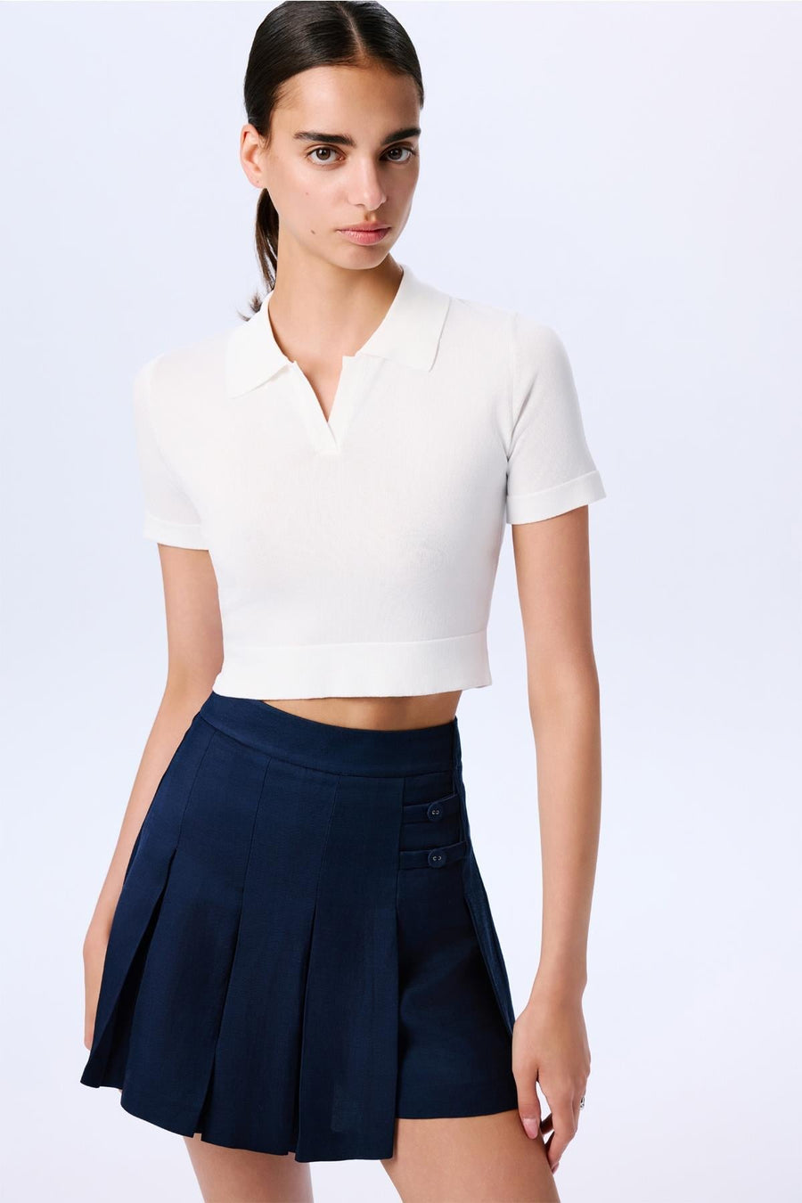 Basic Short Sleeve Crop  Blouse