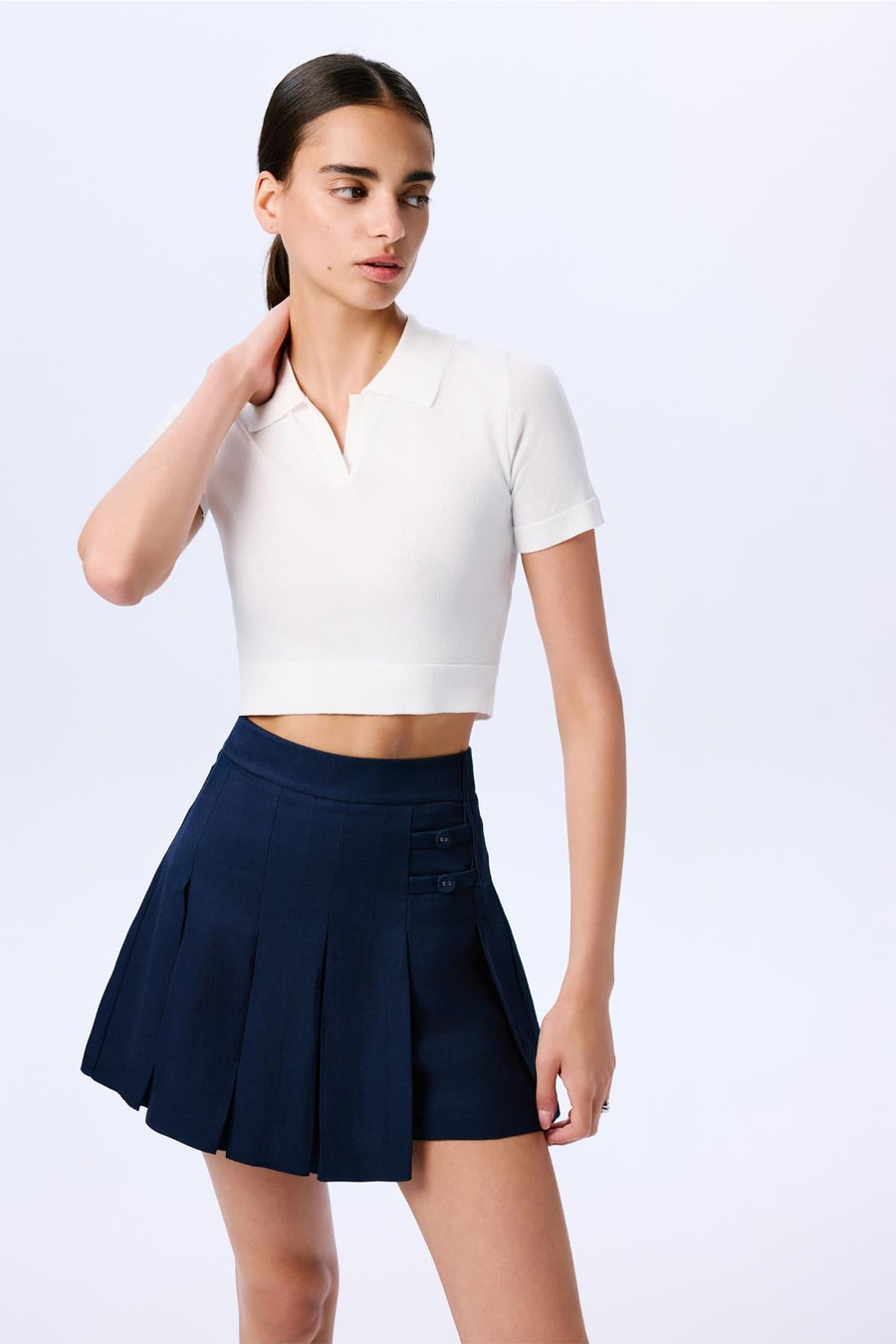 Basic Short Sleeve Crop  Blouse