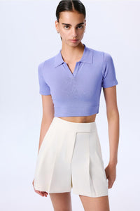 Indigo Basic Short Sleeve Crop Blouse