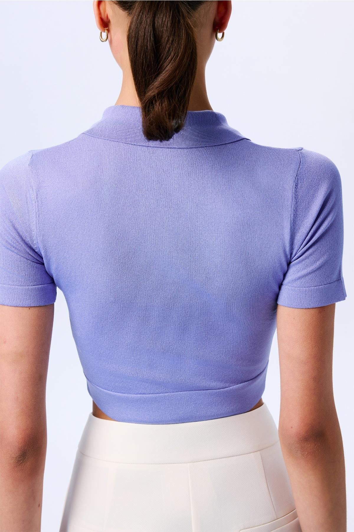 Basic Short Sleeve Crop  Blouse