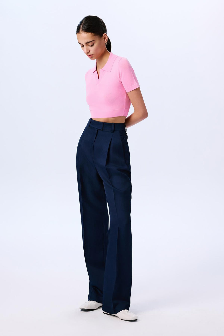 Basic Short Sleeve Crop  Blouse