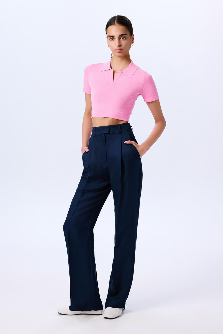 Basic Short Sleeve Crop  Blouse