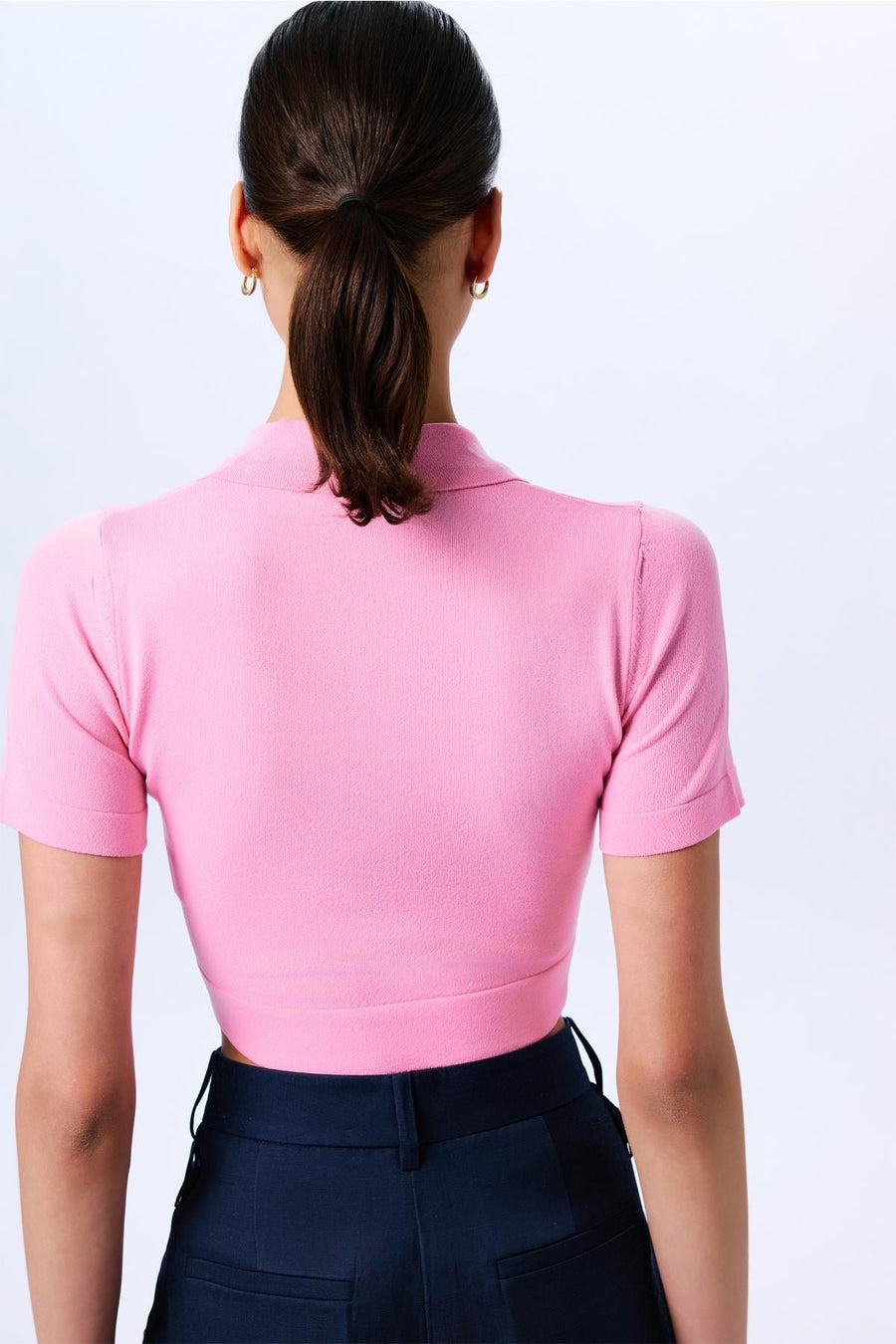 Basic Short Sleeve Crop  Blouse