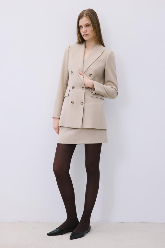 Gray Wool-Blend Double-Breasted Jacket