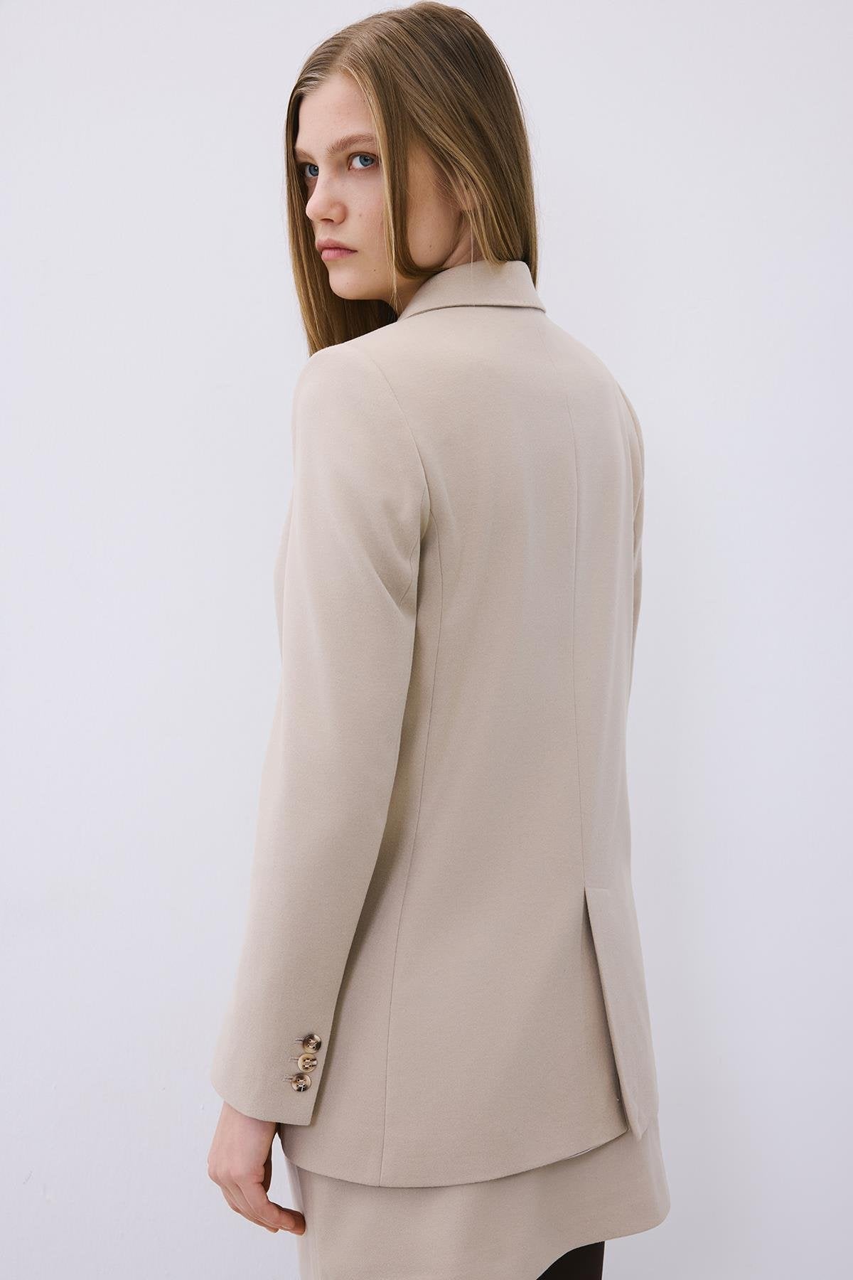 Gray Wool-Blend Double-Breasted Jacket