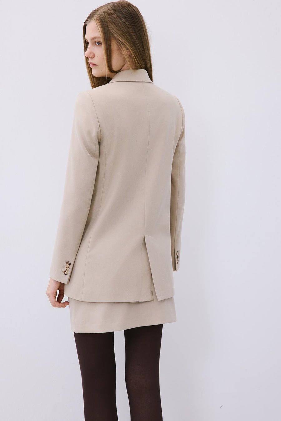 Gray Wool-Blend Double-Breasted Jacket