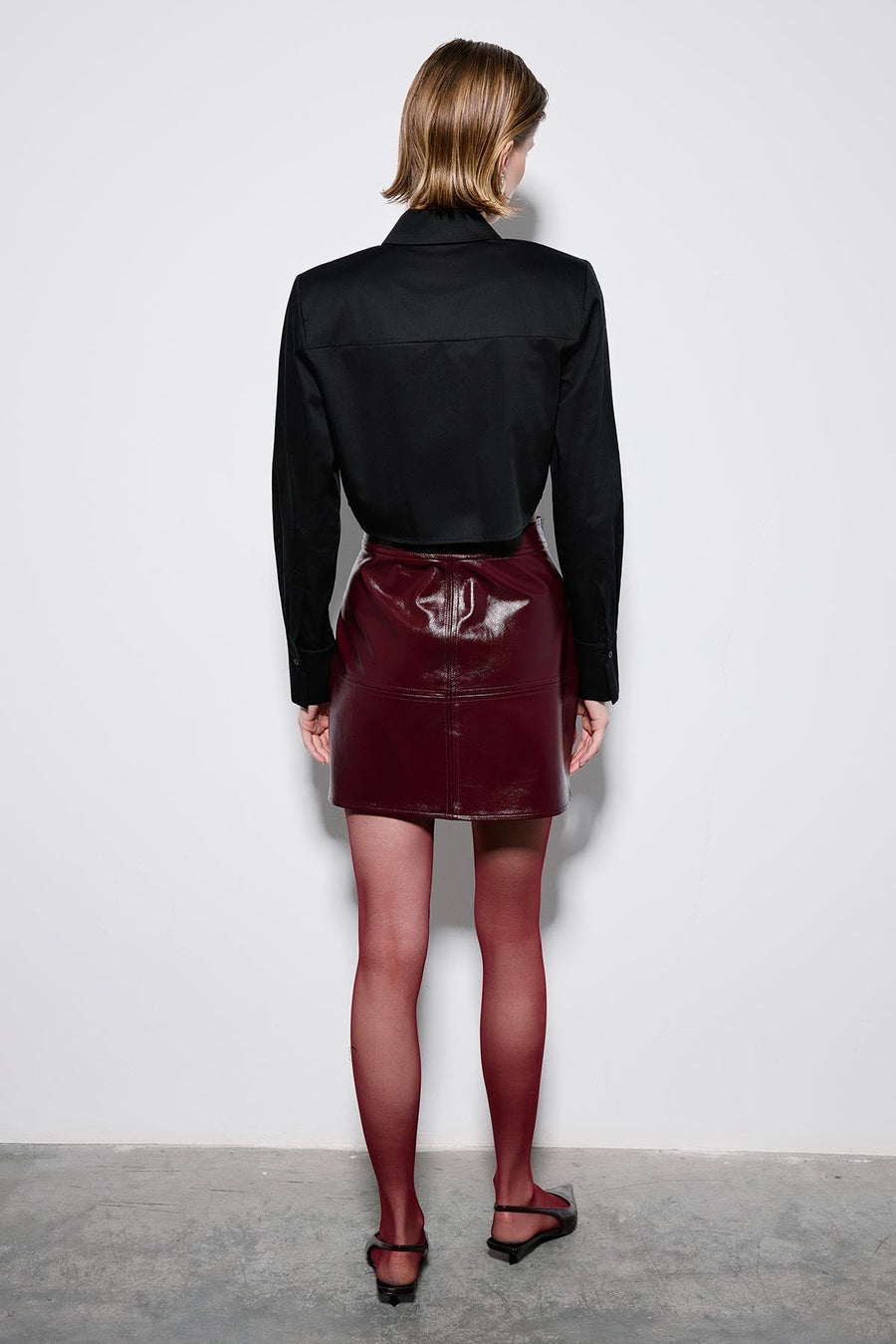 White Poplin Long Sleeve Shirt With Shoulder Pads