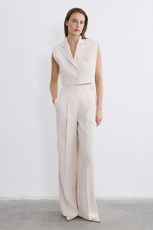Blazer Collar Padded Crop  Vest