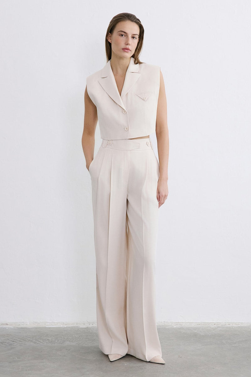 Blazer Collar Padded Crop  Vest